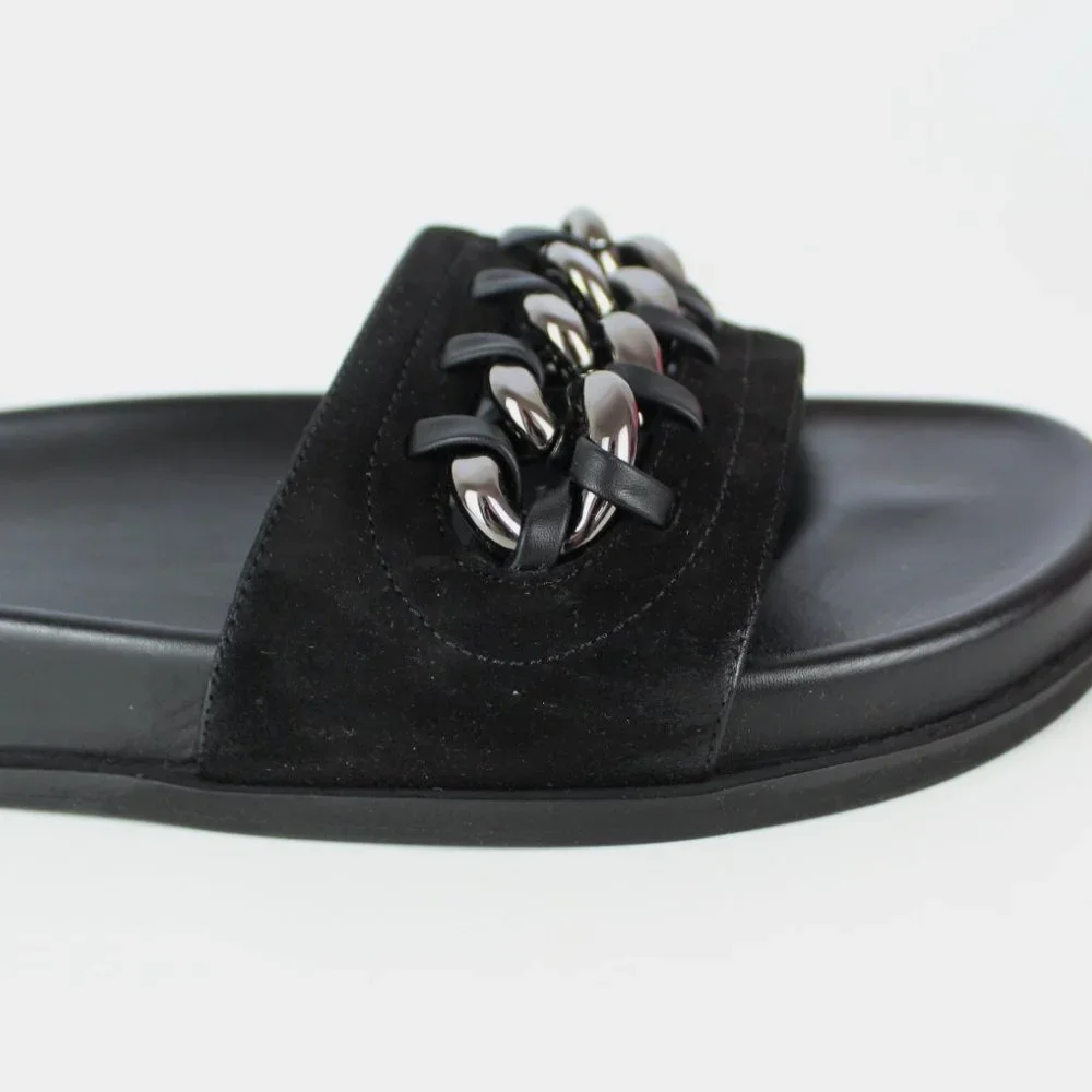 NEW VALENTINO GARAVANI Chain Slide Sandal, Black, EU 38.5 - Picture 8 of 16